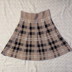 Classic Beige and Black Plaid Circle Skirt